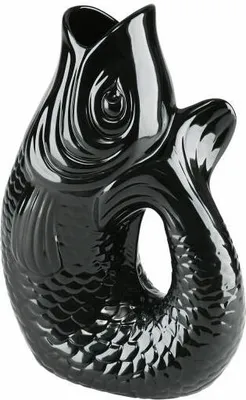 Image de Gift Company Vase Monsieur Carafon L, vase décoratif en forme de poisson, faïence, noir, 31cm, 1087405002