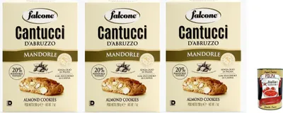 Produktbild von Falcone Cantucci alla Mandorla, Mandelgebäck aus Italien, Keks mit Mandeln, insgesamt Gebäckstücke, 3x 200g + Italian Gourmet polpa 400g