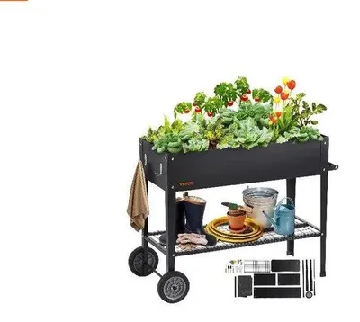 Produktbild von Famanu Kweekbak auf Rollen - Erhöhte Pflanzenbox für Garten oder Balkon - Schwarz