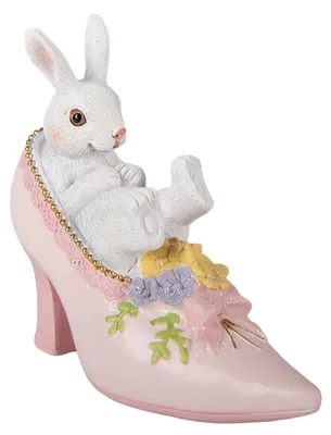 Imagen del producto de Clayre & Eef, figura decorativa de conejo, 13x5x12 cm, color blanco, plástico