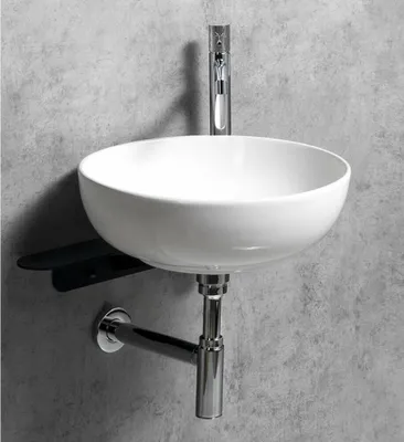 Image de TETRIS Support avec lavabo à poser, robinetterie à droite, chromé