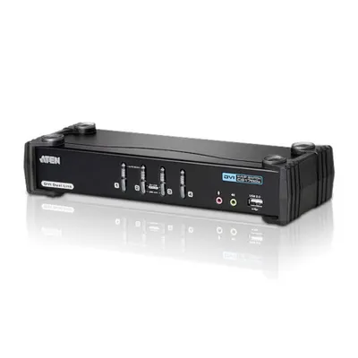 Produktbild von ATEN 4-Port USB DVI Dual Link/Audio KVMP™ Switch, 2560 x 1600 Pixel, WQXGA, 5,91 W, Schwarz