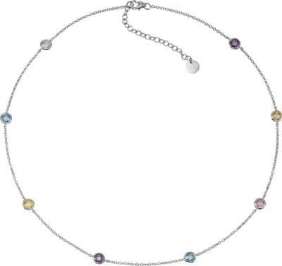 Produktbild von Zeeme Silber Halskette 925 Silber rhodiniert mit Zirkonia bunt