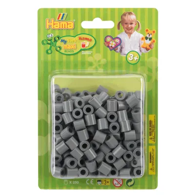 Image de Perles à repasser Hama Maxi grises, 250 pièces.
