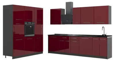 Obrázek produktu pro Kuchyňský kout Vicco Fame-Line Bordó červená vysoký lesk/Antracit 460 cm bez pracovní desky, Model 63772