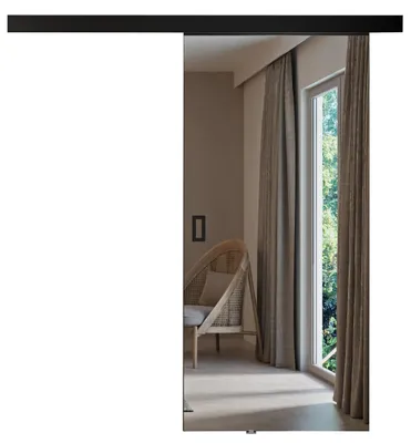 Produktbild von KIER FURNITURE Schiebetür Komplettset mit Spiegel MESTO Sliding Door, Raumteiler Schiebetür Schwarz 86x205x1,6 cm