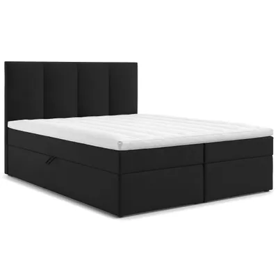 Produktbild von Boxspringbett 180 x 200 - Schwarz - mit Bettkästen - mit Bonell Matratze und Topper - Komplett-Set - Polsterbett