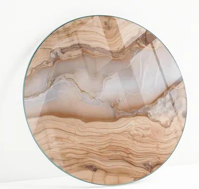 Produktbild von Bedruckte Glas Tischplatte Fi 100 cm – Glasplatte mit Motiv – Esstischplatte bedruckt – Sicherheitsglas mit Druck – Tischplatte Ersatz – pflegeleicht – modern – dekorativ – Motivglas – Glastisch modern – Glasplatte Kunst – Glastischplatte Nachbildung –  Naturholz mit Harz