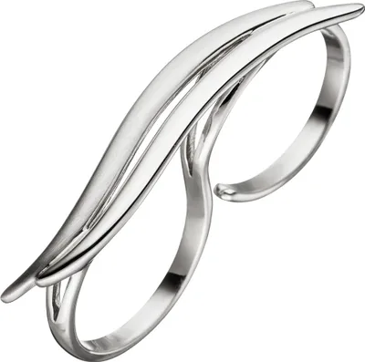 Produktbild von Zweifingerring Ring Damenring aus echtem 925 Sterling Silber teilmattiert Innenumfang 54mm  Ø17.2mm
