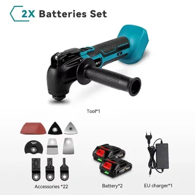 Obrázok produktu pre Oscilačný multifunkčný nástroj - akumulátorový multifunkčný nástroj - elektrická píla - 600 W - fréza a brúska - 6 rýchlostí - 18 V