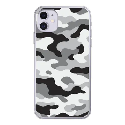 Produktbild von MuchoWow® Handyhülle Schutzhülle Hülle für iPhone 11 Schwarz-weißes Camouflage-Muster Silikon Softcase Handy Hülle - Handytasche