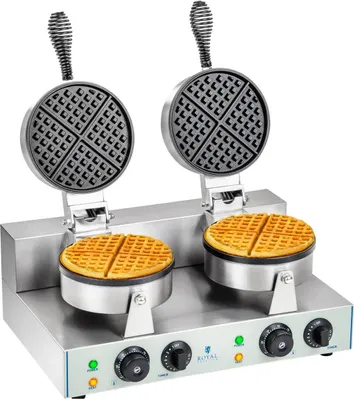 Produktbild von Royal Catering Doppel-Waffeleisen mit 2 x 1.300 Watt - rund