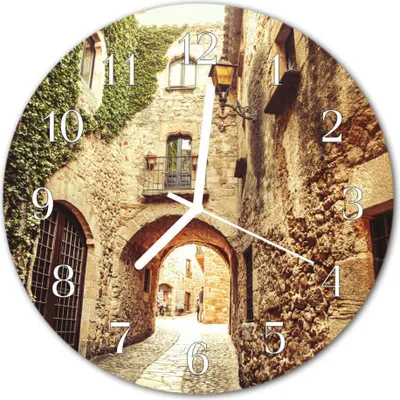 Produktbild von Glasuhr Wanduhr Küchenuhr Echt-Glas 30fi cm Gasse braun