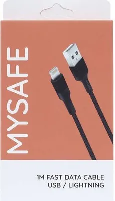 Image de Câble MySafe Lightning 1m Noir - Charge Rapide KP25591