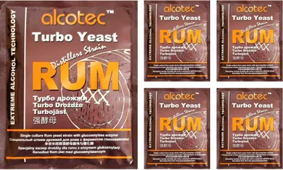 Produktbild von HUGBERT Turbohefe Alcotec RUM + GA Vodka Alkohol Gärhefe Weinhefe Brennhefe gären, 5 Stück