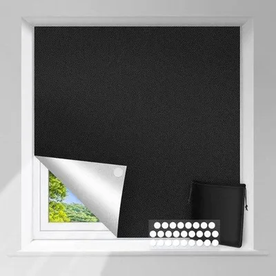 Immagine prodotto di Tenda oscurante - 150 x 300 cm - Telo oscurante con nastro adesivo - Senza forature - Protezione oscurante per finestre - Oscura - Protezione dalla luce - Oscurante - Tenda oscurante - Nera