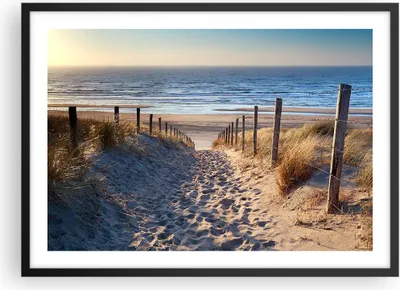 Produktbild von Gerahmtes Poster - Schwarzer Rahmen - Meer Strand Düne - 70x50 cm - Wand Bild - Wanddeko - Wandbilder - Kunstposter - Wandposter - Bilderrahmen - Bilder - Kunstdruck - Wandbild - P2BAA70x50-3612