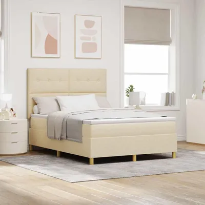 Produktbild von Maison Exclusive - Boxspringbett mit Kopfteil Creme 160 x 200 cm Stoff