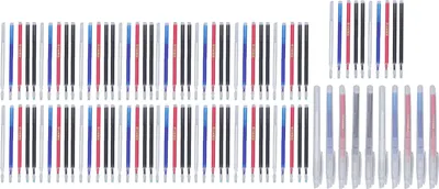 Produktbild von 100 pcs Wärmeerase -Stifte löschbar glatter schreiben verschiedene Farben Stoffmarkierung mit 10 Stiftkoffer zum Quilt -Nähen DIY