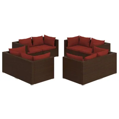 Produktbild von vidaXL 8-tlg. Garten-Lounge-Set mit Kissen Poly Rattan Braun