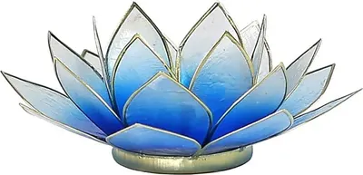 Image de Garniture Lotus Atmosphérique Bleu Clair/Or Blanc - 13,5 Cm