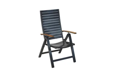 Produktbild von Merxx Gartensessel Astros, klappbar, verstellbare Rückenlehne, Aluminiumgestell mit Armlehnen aus Kunststoff in Holzoptik