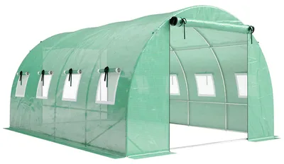 Obrázok produktu pre Fóliový skleník 4x3 m s 2 dverami a 8 oknami | Farba: Zelená | Rozmery: 400x295x200 cm
