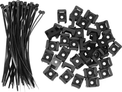 Produktbild von Kabelbinder-Set mit Nylon-Kabelbindern, 15 cm, Schwarz, 300 Stück, Kabelbinderhalter, 23 cm x 16 cm, 150 Stück