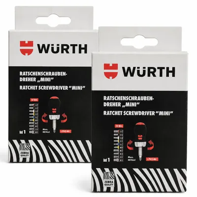 Produktbild von 2 x Würth Ratschenschraubendreher Mini 1/4 Zoll 12-teilig 061363050