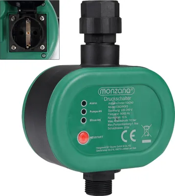 Produktbild von MONZANA® Druckwächter Druckschalter mit Kabel 10 Bar Gartenbewässerung Pumpensteuerung Hauswasserwerk Trockenlaufschutz