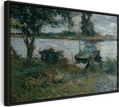 Produktbild von Italienischer Leinwand Leinwandbild - Flußufer (Paul Gauguin) 120x80 cm Reproduktionen l-F-14007-b-a