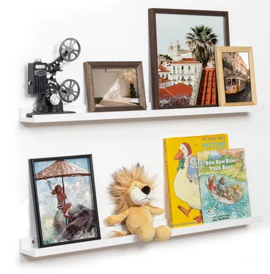 Image de Ensemble de 2 étagères murales flottantes pour la décoration, longueur 86 cm