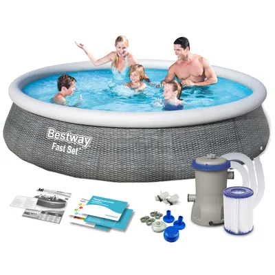 Image de Kit piscine hors sol Ø 396 x 84 cm rotin