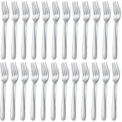 Productafbeelding van Eettafelvorken, roestvrij staal, 24 stuks, spiegelglad gepolijst, klassiek design, 24 stuks