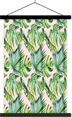 Produktbild von MuchoWow® Textilposter Jahrgang - Monstera - Tropisch 120x180 cm mit schwarzem Rahmen - Fotos