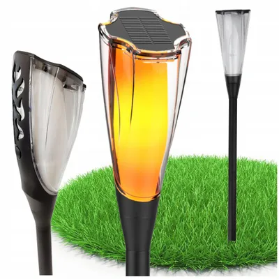 Obrázek produktu pro SOLÁRNÍ ZAHRAŇOVACÍ LAMPA S LED SVĚTLY, 65 cm, PLAMENKOVÝ EFEKT, SENZOR SÚMRAKU, OCHRANA IP65