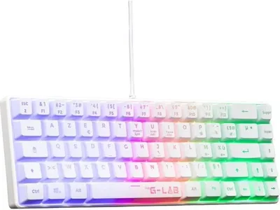 Image de Clavier Gamer The G-Lab KEYZ HYDROGEN, 60% Format Compact, Rétroéclairé, Filaire, Blanc