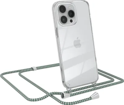 Produktbild von EAZY CASE Handykette kompatibel mit Apple iPhone 14 Pro Max, Handyhülle mit Umhängeband, Handykordel, Schutzhülle Clear, Band in Grün