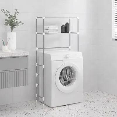 Produktbild von The Living Store Waschmaschinenregal 2 Ablagen Grau 69x28x143 cm Eisen