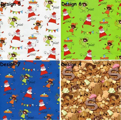 Productafbeelding van Assortiment 7 Sinterklaasinpakpapier Cadeaupapier - 200 x 70 cm - 6 rollen