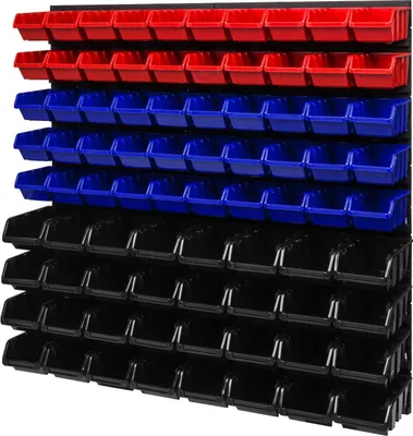 Produktbild von Stapelboxen Wandregal Box Sichtlagerkästen Schüttenregal Lagersystem 82 Boxen