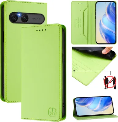 Produktbild von Lederhülle für Sony Xperia 10 VII Hülle Flip Brieftasche Kartenfächern Ständer Schutzhülle Grün