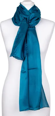 Produktbild von Seidenschal Halstuch Schal blau grün Petrol Seide 180x45cm