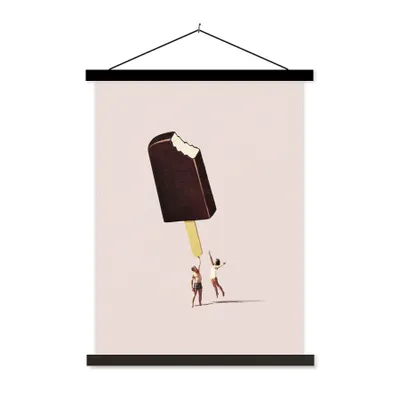 Produktbild von MuchoWow® Textilposter Eiscreme - Schokolade - Pastell - Vintage 90x120 cm mit schwarzem Rahmen - Dekoration