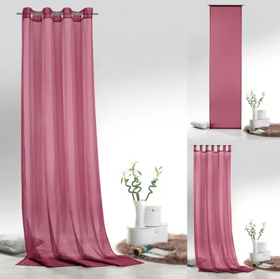 Obrázek produktu pro heimtexland ® záclony voálové jednobarevné posuvné záclony očko šátek smyčka šátek záclona typ418 berry očko šátek VxŠ 245x140 cm