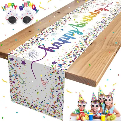 Produktbild von Tischläufer Geburtstag 180 x 35 cm Party Dekoration Tischband Happy Birthday