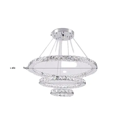 Zdjęcie produktu dla Kryształowa lampa sufitowa, nowoczesny design, wystrój jadalni, 3 pierścienie D40xD30xD20cm, ciepła biel
