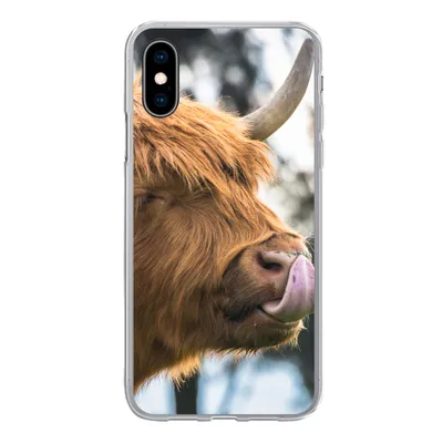 Produktbild von MuchoWow® Handyhülle Schutzhülle Hülle für iPhone X Schottischer Highlander - Nase - Baum Silikon Softcase Handy Hülle - Handyhülle