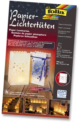 Produktbild von Folia 11907 Lichtertüte - 5 Stück, 19x11,5x7 cm, Funkelsterne