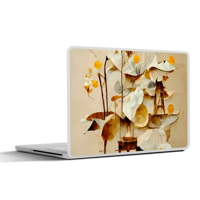 Produktbild von MuchoWow® Laptop Aufkleber Sticker Cover Blumen - Weiß - Pflanzen - Vintage 30x22 cm - Laptop-Sticker